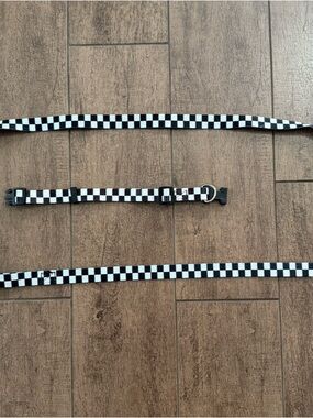 Vans Black and White Checkered Kids Belt and Collar Set